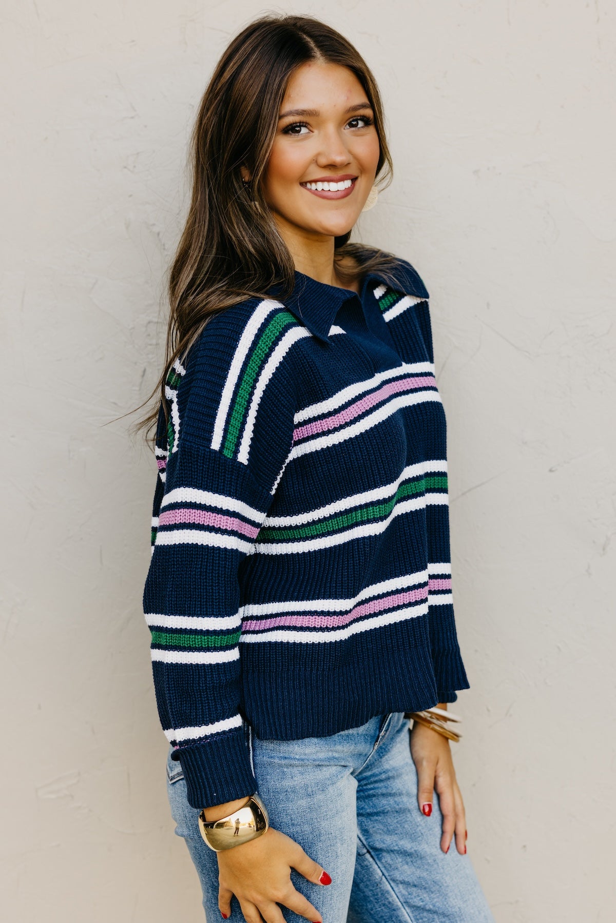 The Joanie Collared Stripe Sweater
