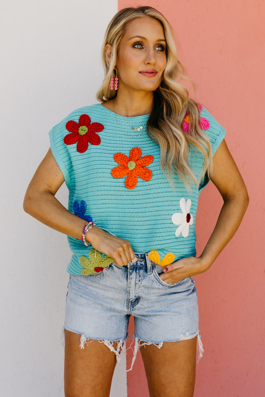 The Catelaya Crochet Flower Sweater Top