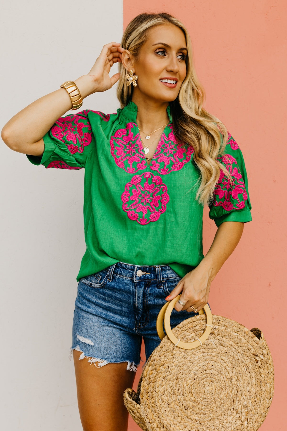 The Melanie Embroidered Puff Sleeve Top MOD Boutique