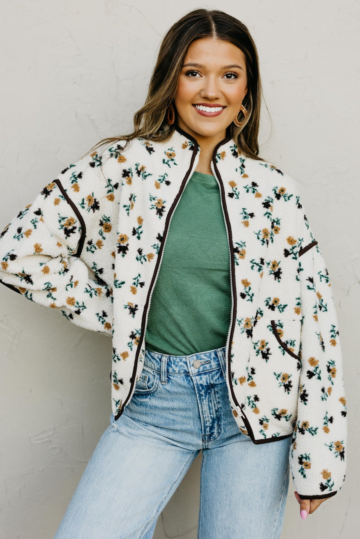 The Marsha Floral Fleece Jacket - Main Image