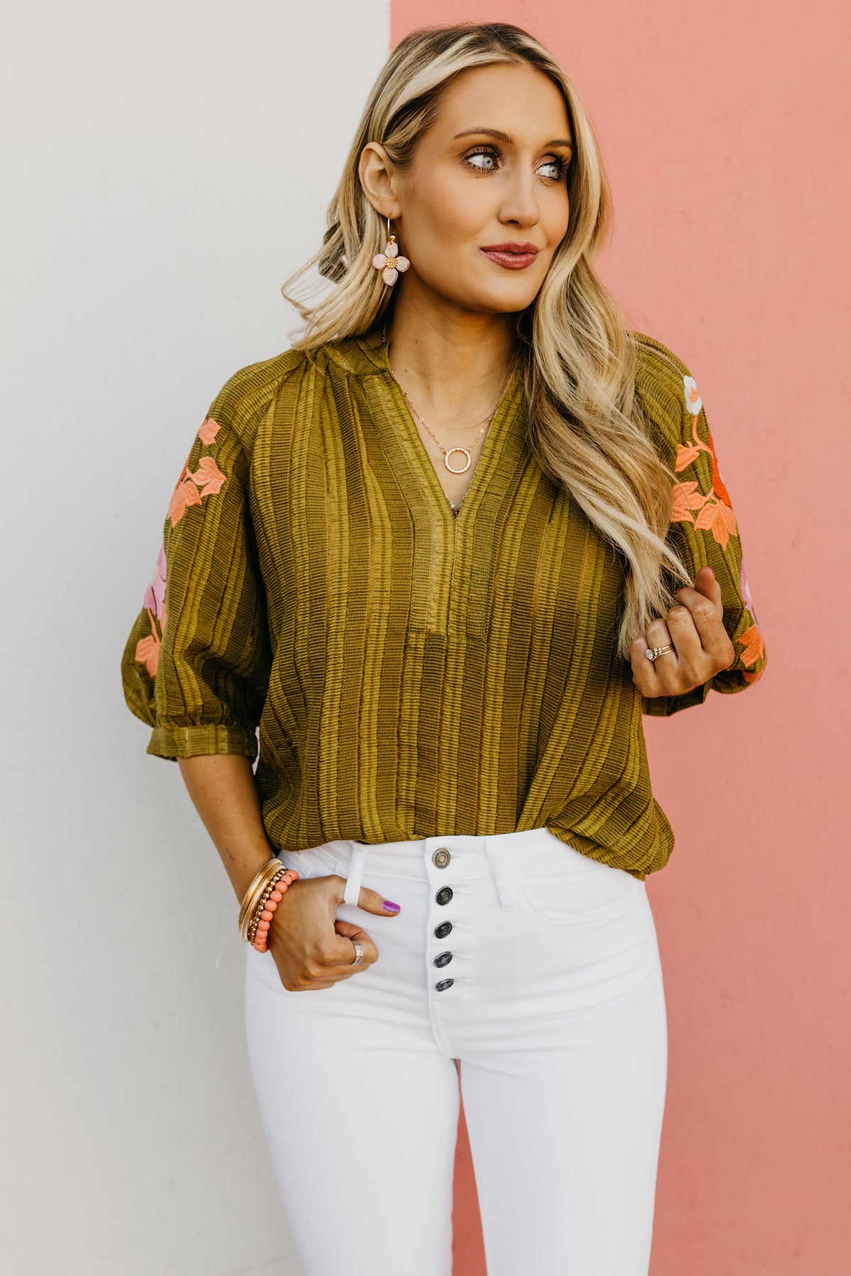 The Juliette Embroidered Puff Sleeve Top