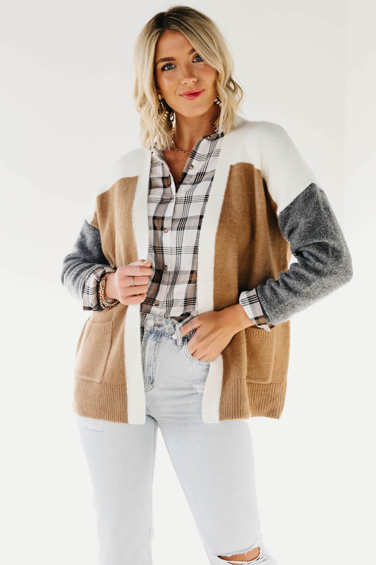 Colorblock cardigan discount