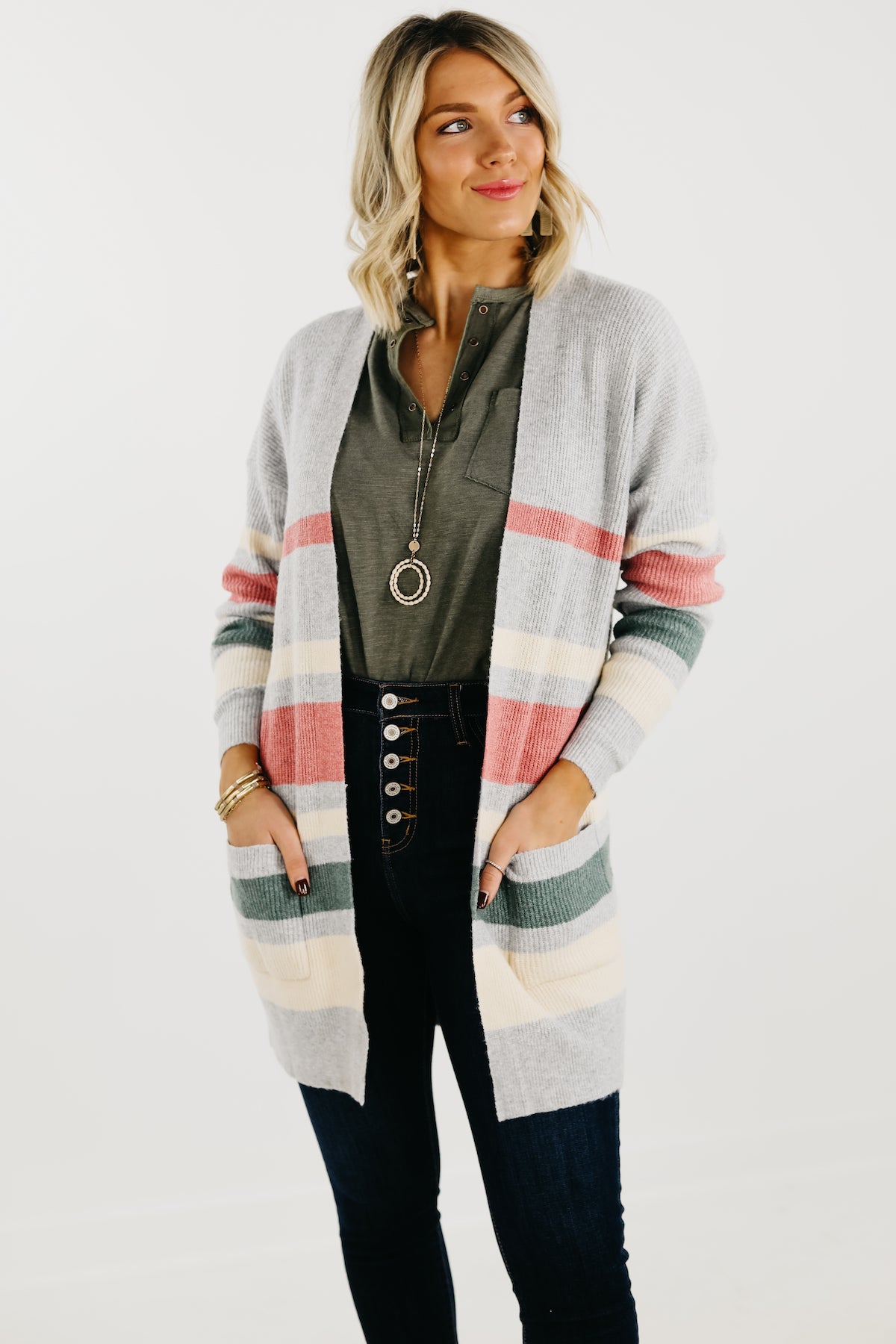 The Tesla Longline Striped Cardigan