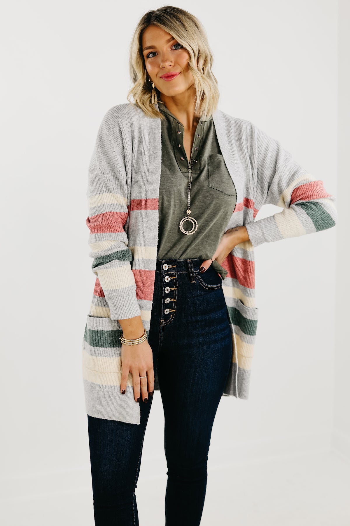 The Tesla Longline Striped Cardigan