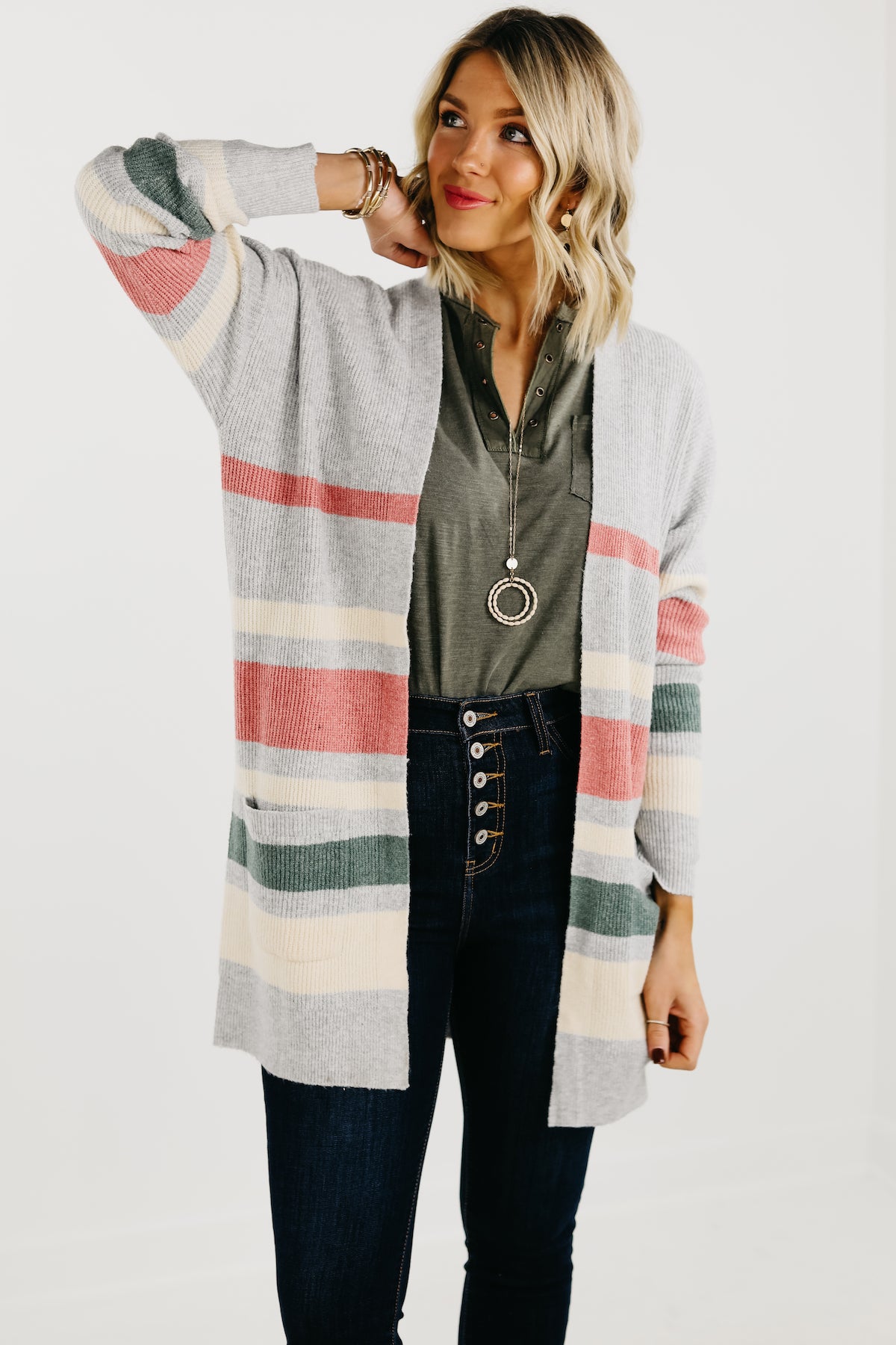 The Tesla Longline Striped Cardigan