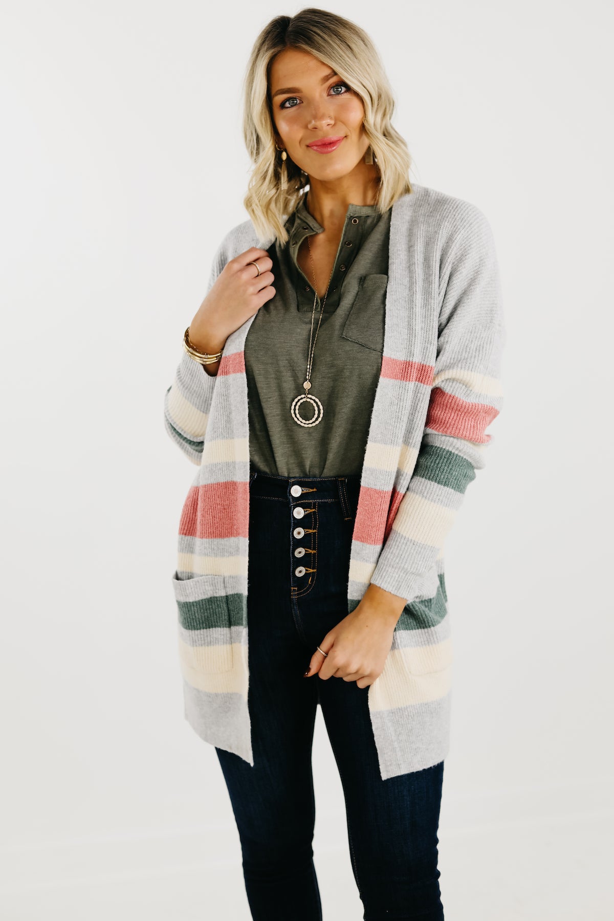 The Tesla Longline Striped Cardigan