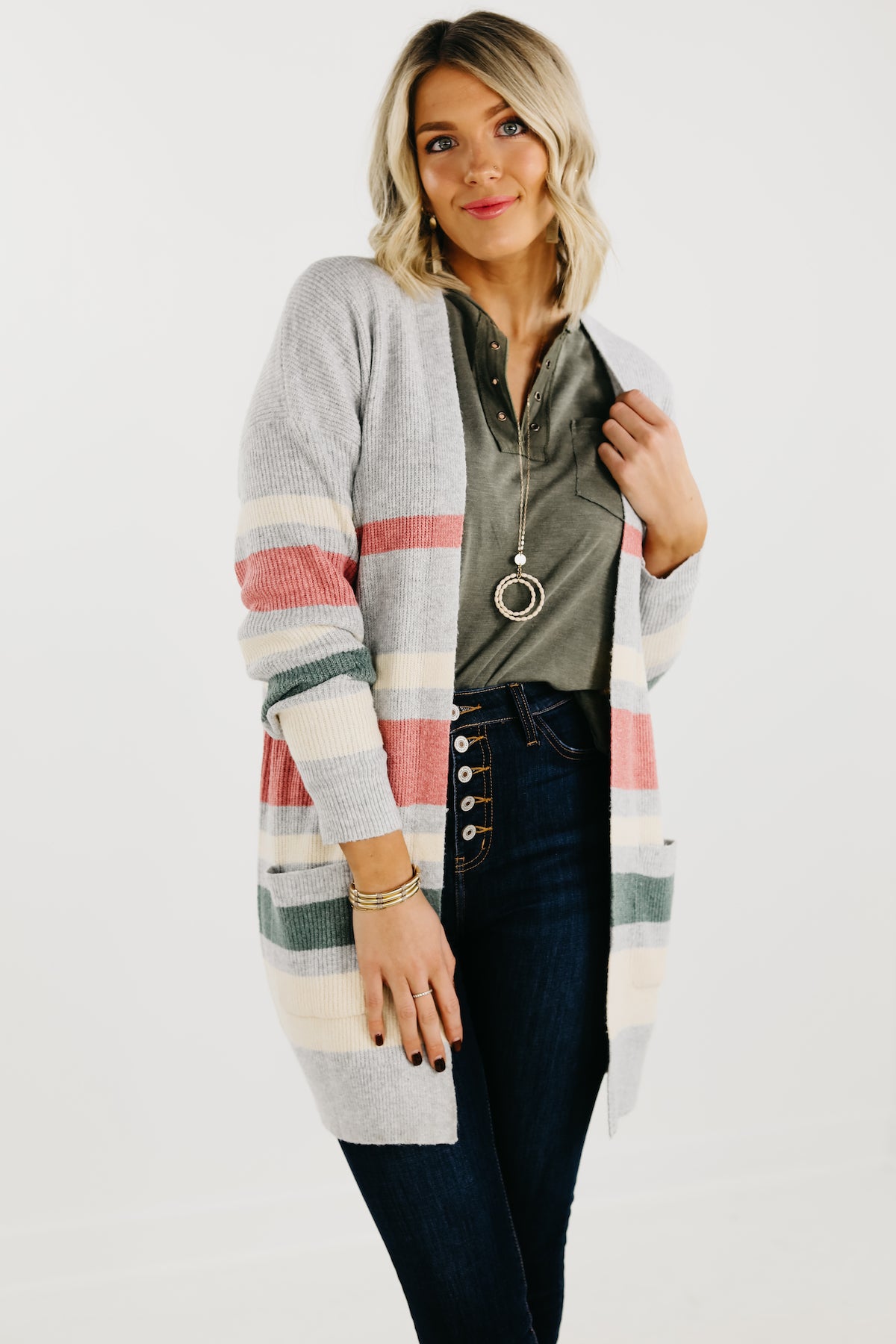 The Tesla Longline Striped Cardigan