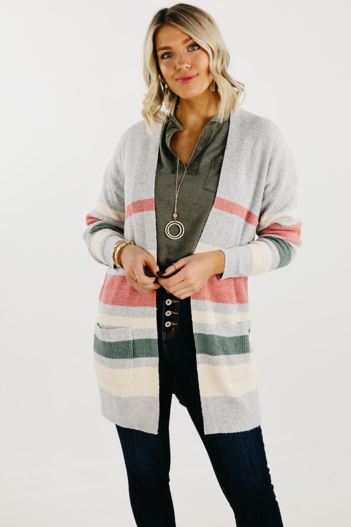 The Tesla Longline Striped Cardigan