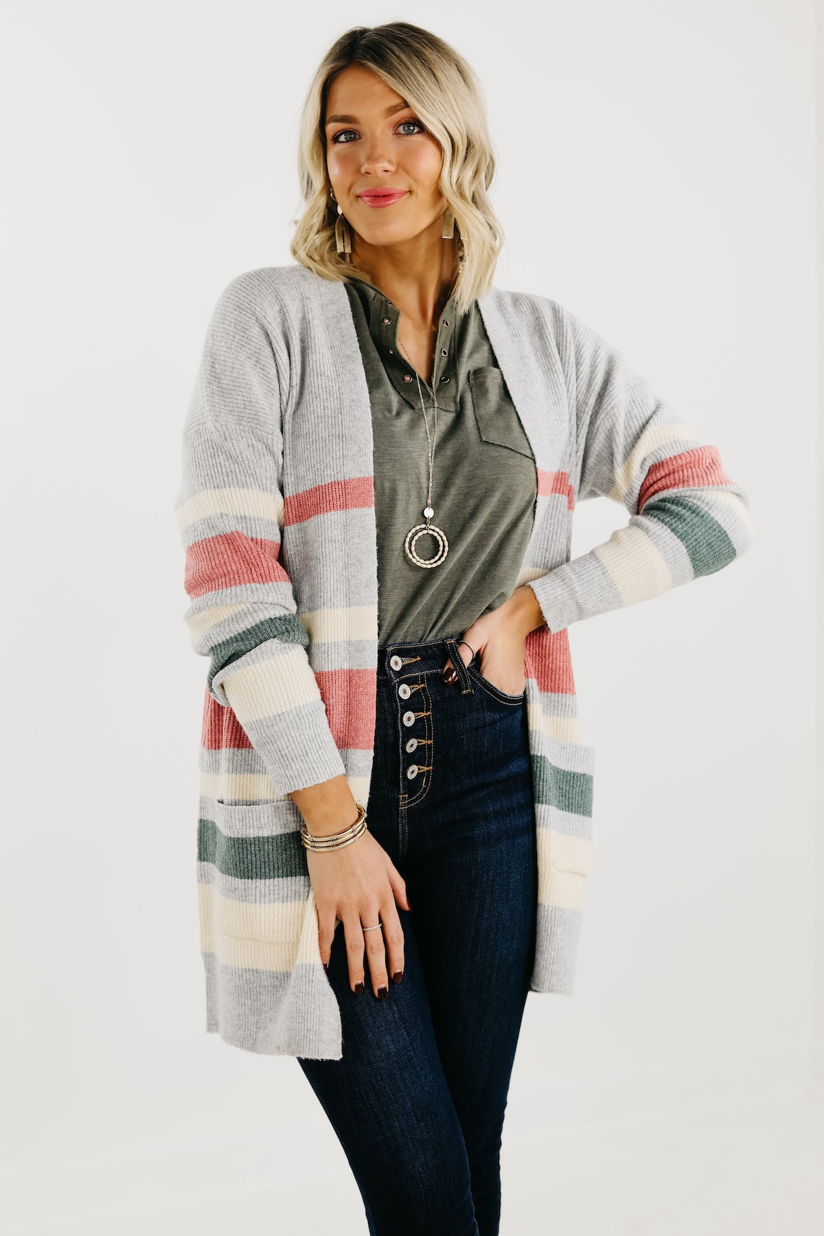 The Tesla Longline Striped Cardigan