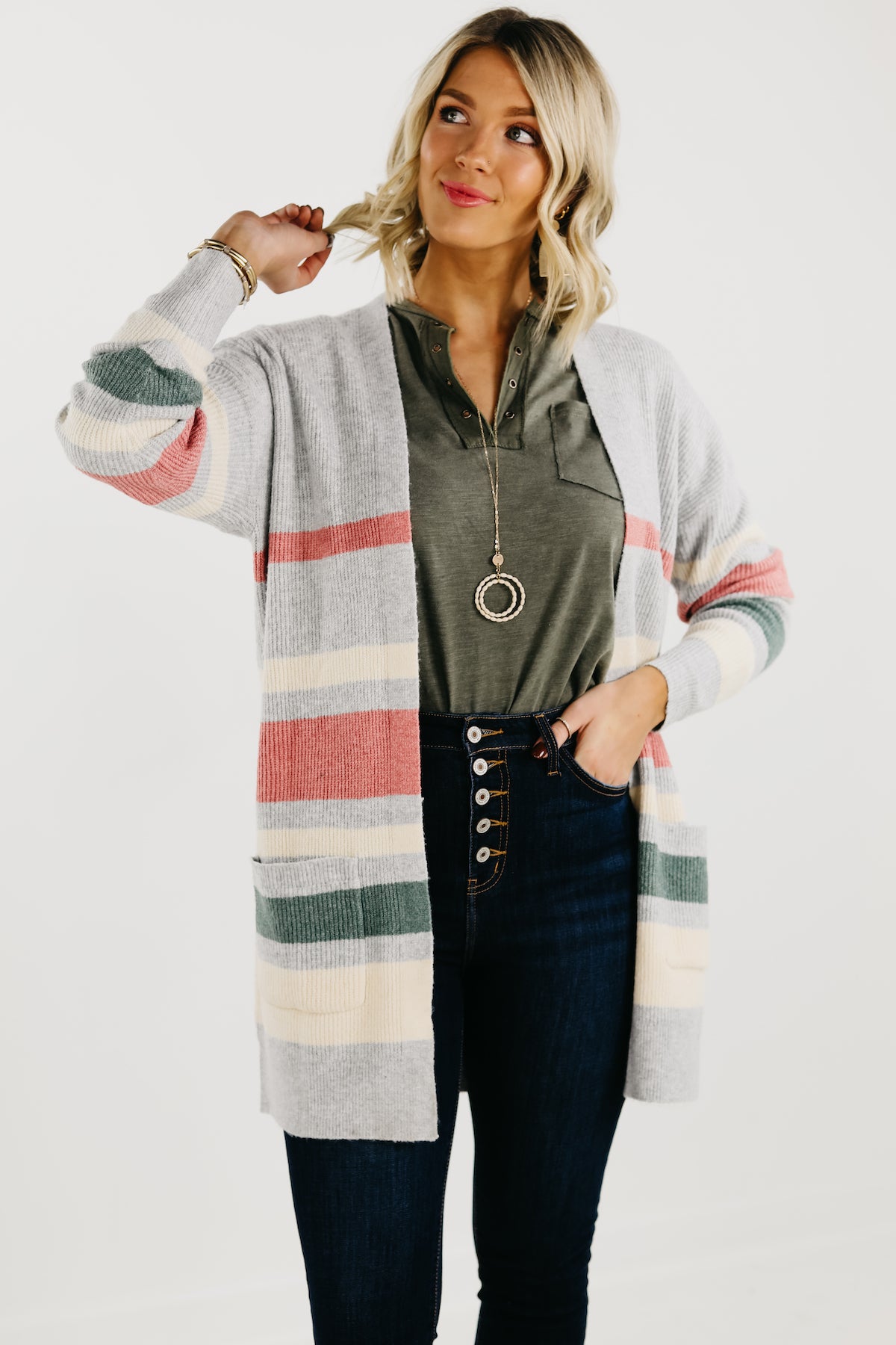 The Tesla Longline Striped Cardigan