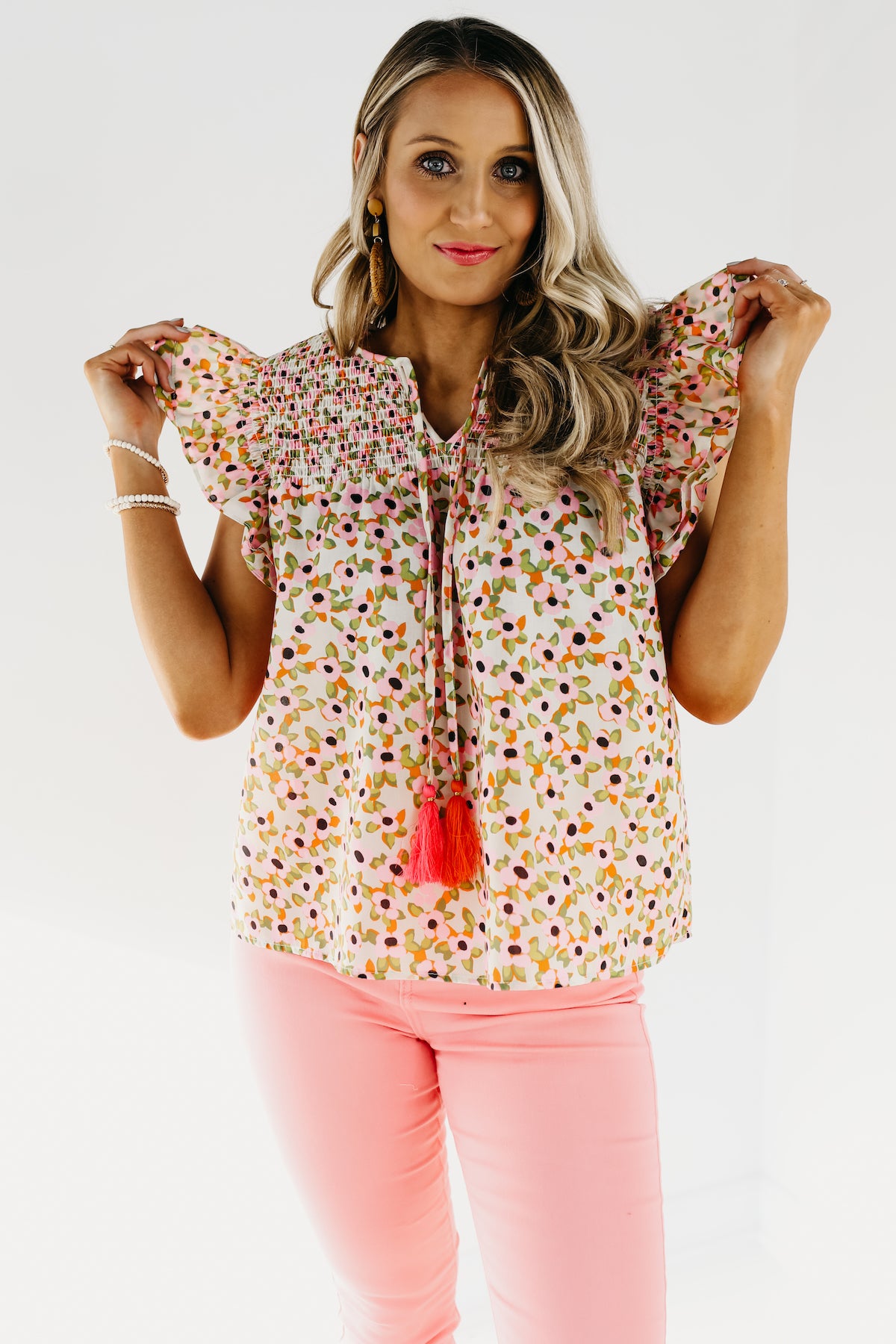 The Jocelyn Floral Ruffle Sleeve Blouse - FINAL SALE