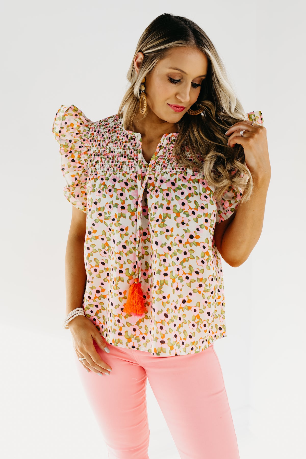 The Jocelyn Floral Ruffle Sleeve Blouse - FINAL SALE