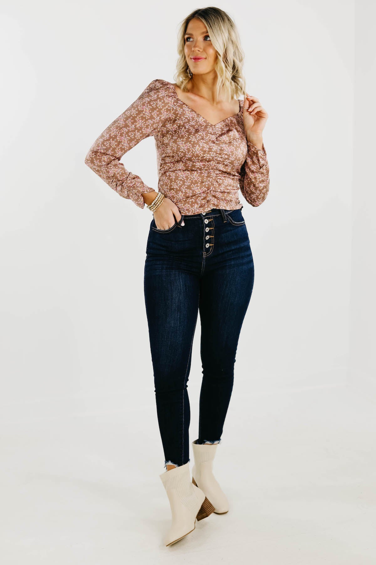 The Carlin Floral Ruched Blouse - FINAL SALE