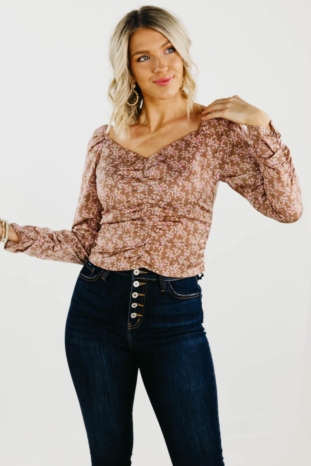 The Carlin Floral Ruched Blouse - FINAL SALE