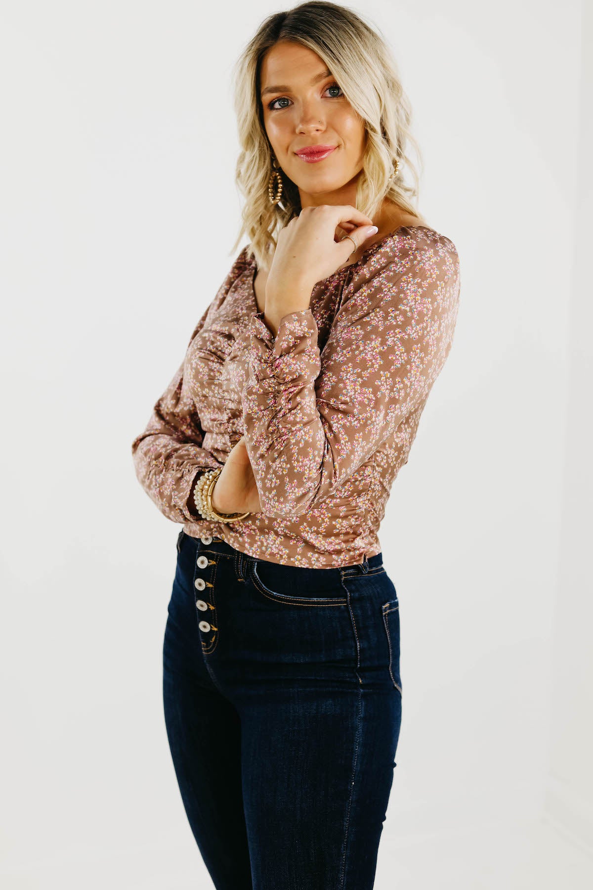 The Carlin Floral Ruched Blouse - FINAL SALE