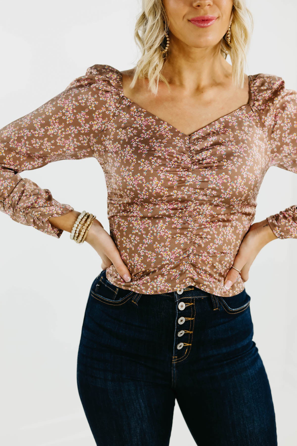 The Carlin Floral Ruched Blouse - FINAL SALE