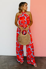 The Raul Floral Satin Halter Jumpsuit