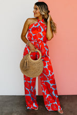 The Raul Floral Satin Halter Jumpsuit