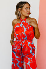 The Raul Floral Satin Halter Jumpsuit