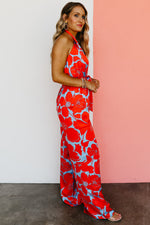 The Raul Floral Satin Halter Jumpsuit