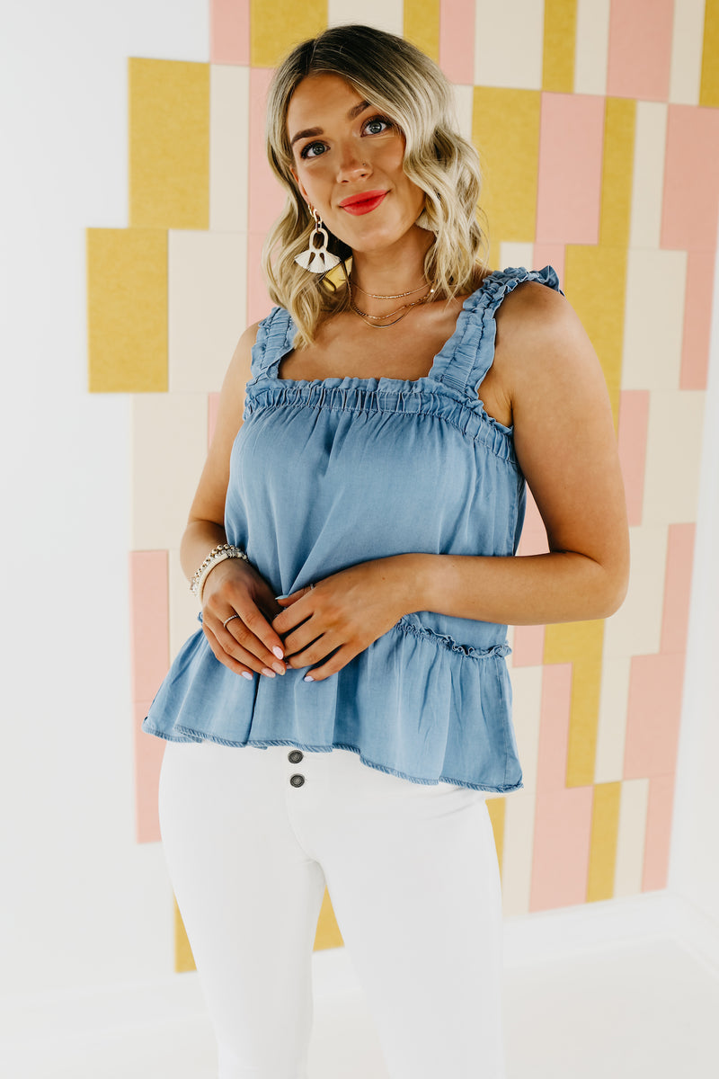 The Jayde Chambray Tank Top - FINAL SALE