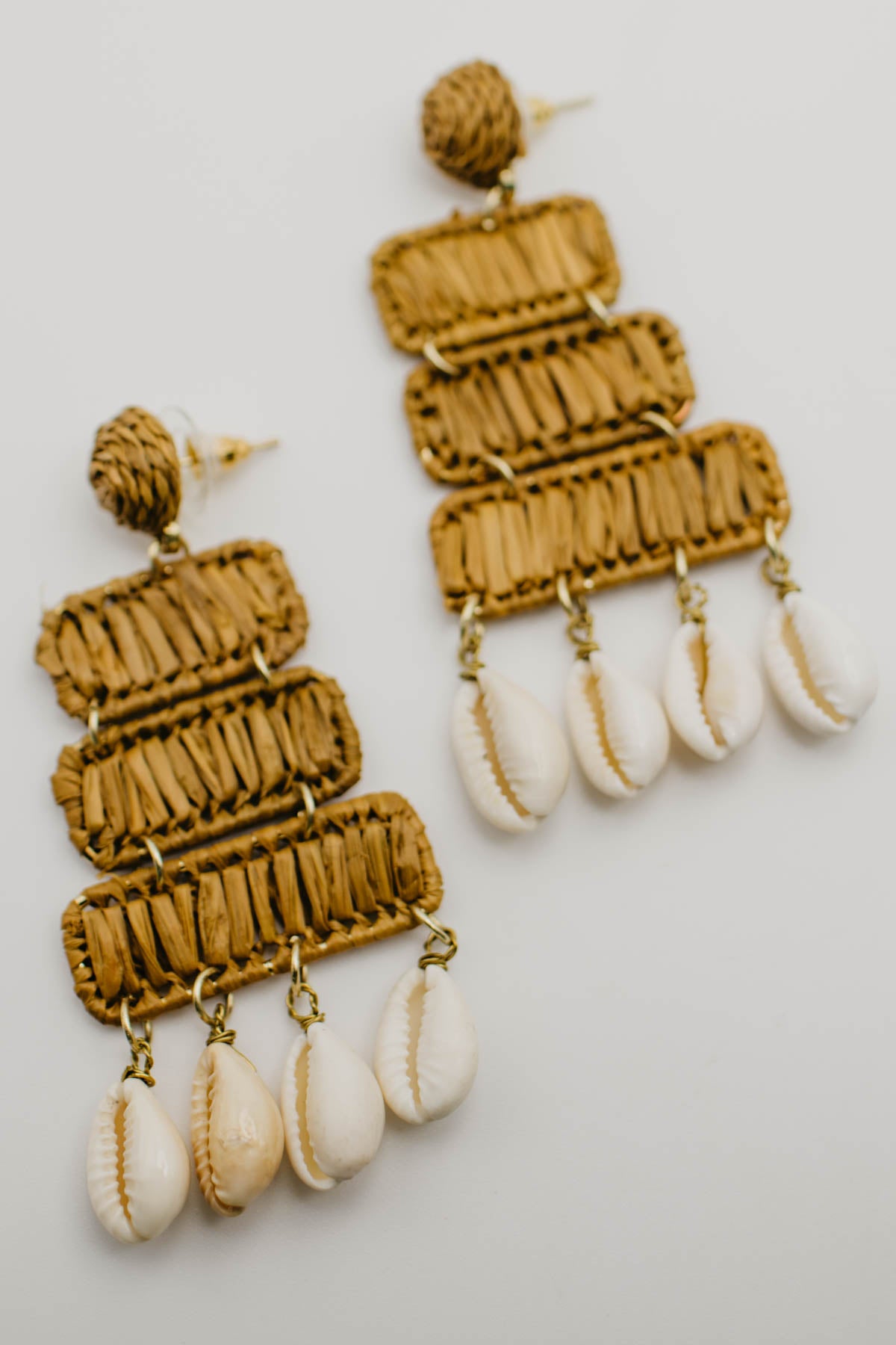 The Meredith Raffia Wrap Shell Earring