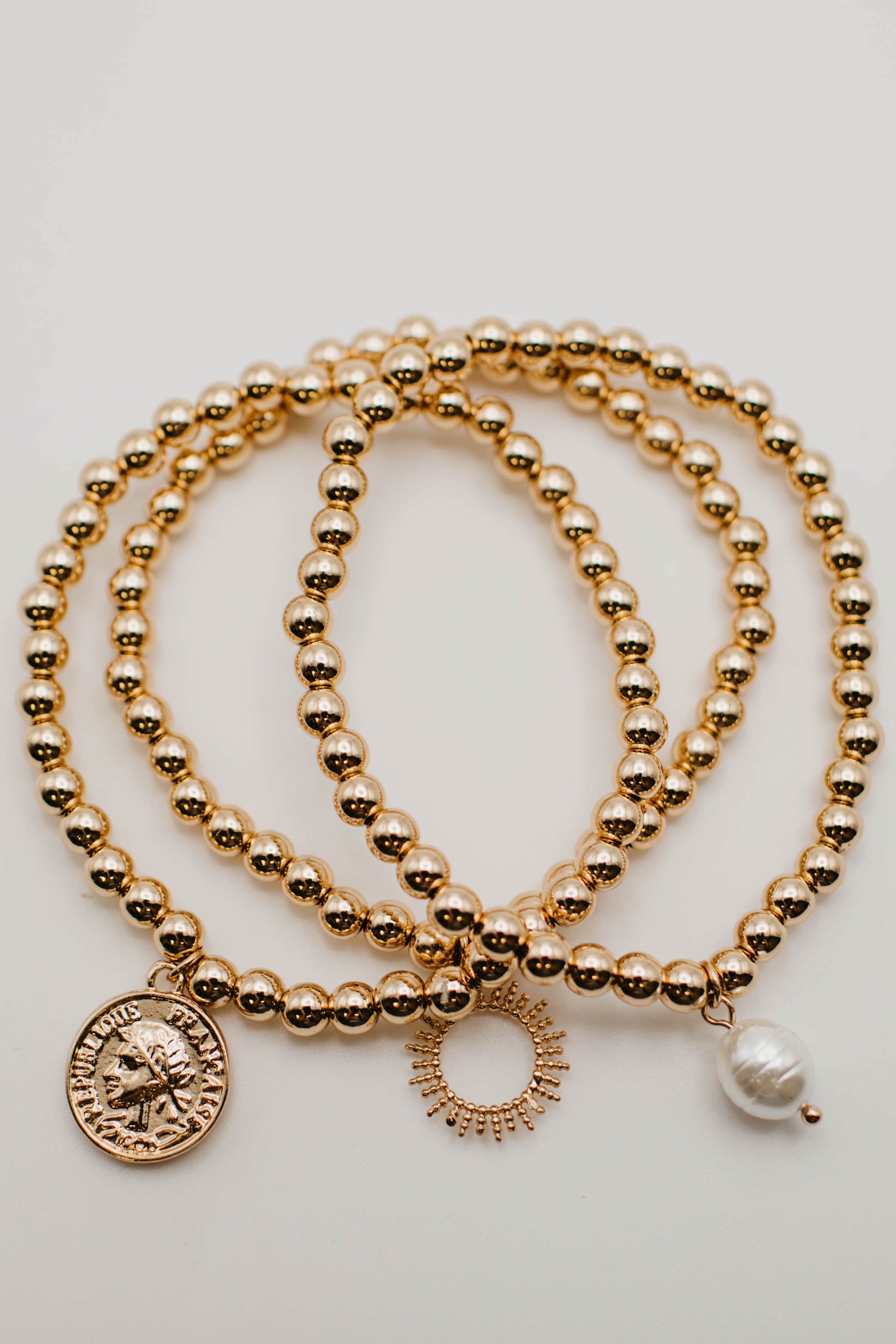 The Bradey Charm Stretch Bracelet Set
