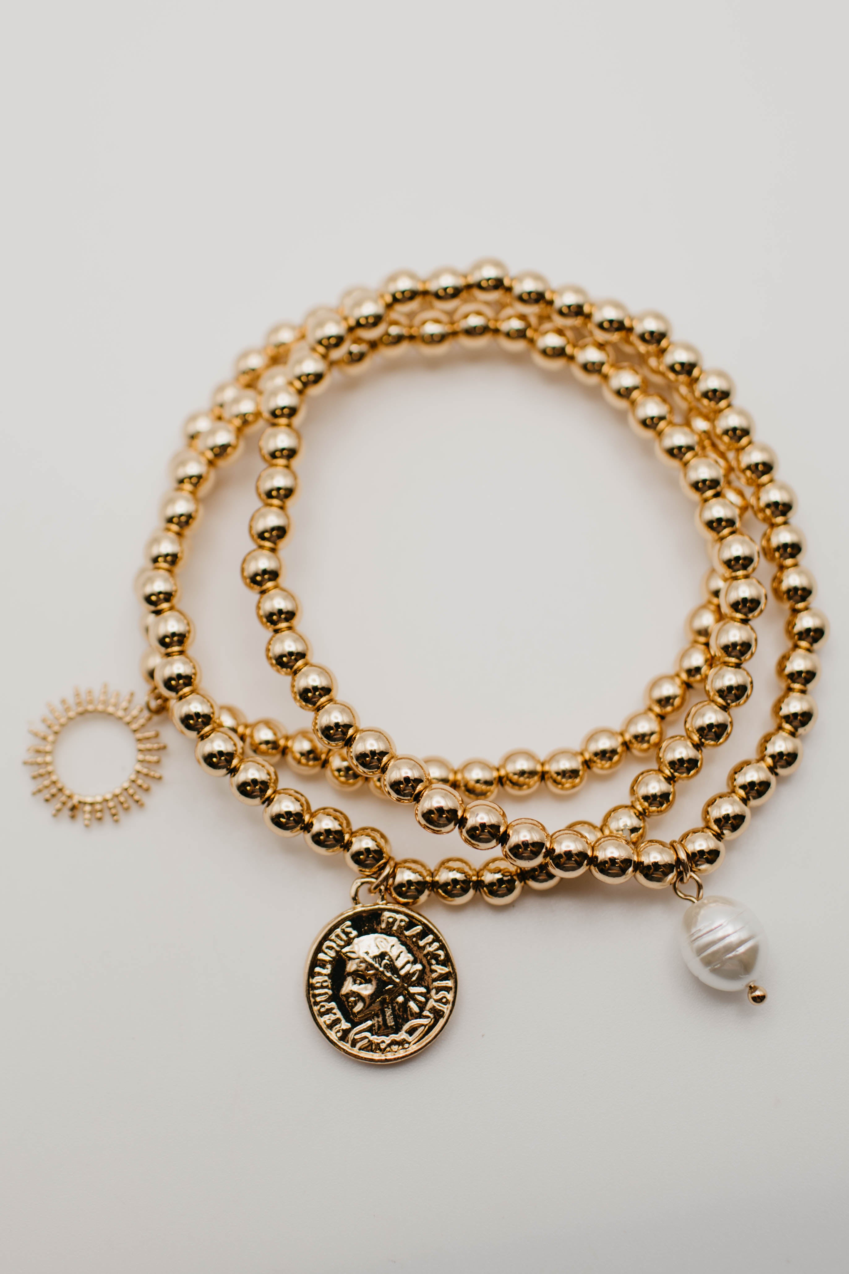 The Bradey Charm Stretch Bracelet Set