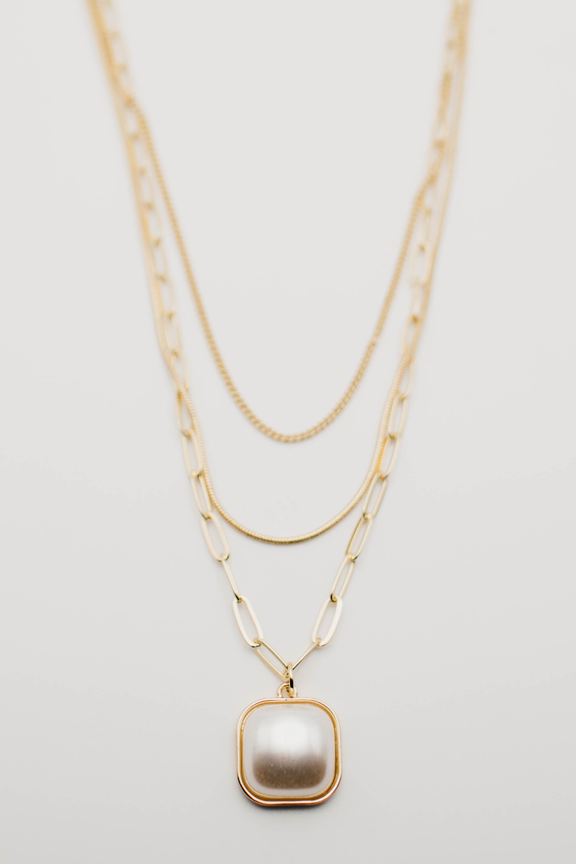 The Harvie Layered Pearl Pendant Necklace