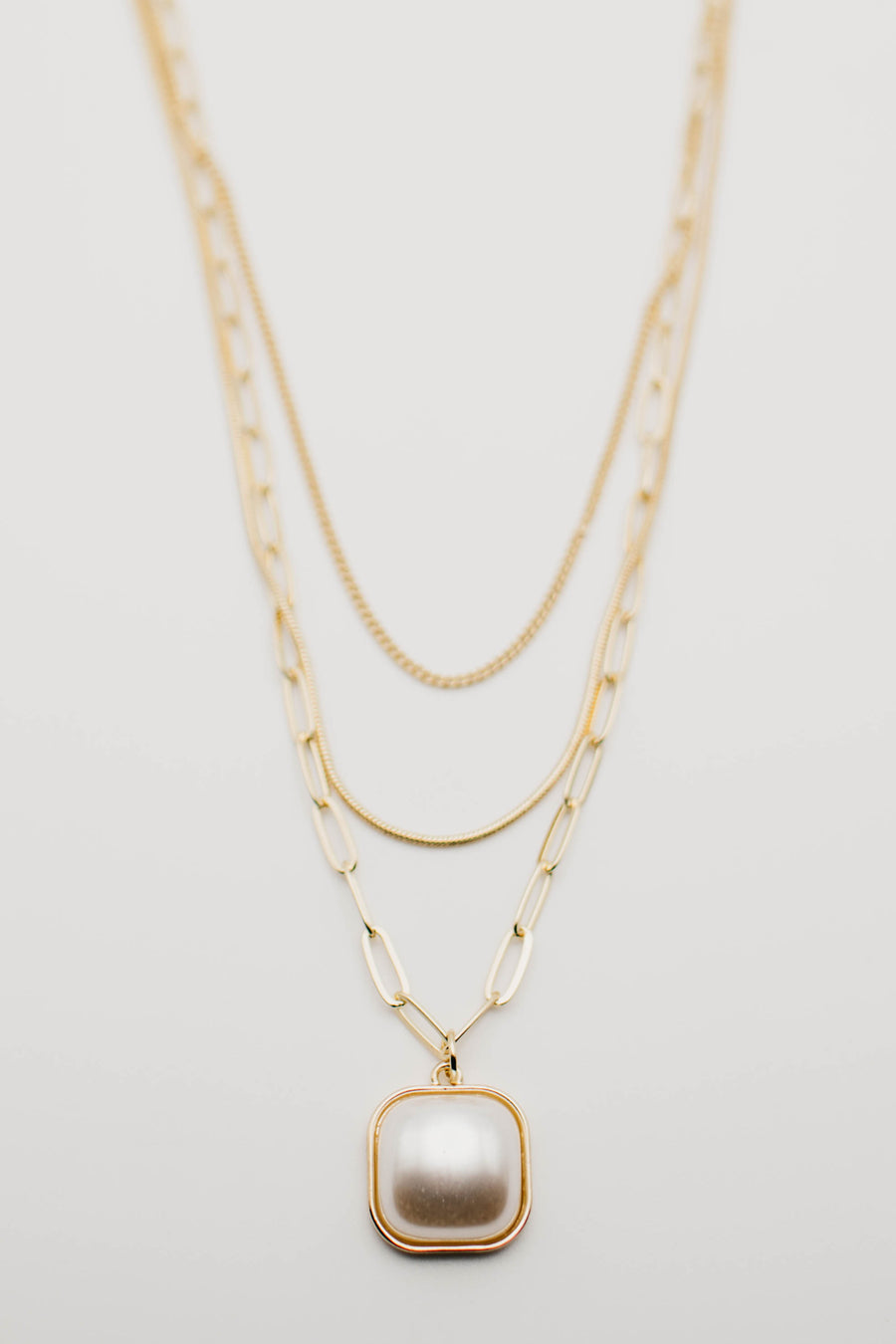The Harvie Layered Pearl Pendant Necklace