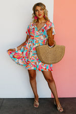 The Cadee Abstract Geo Print Tassel Tie Mini Dress - FINAL SALE