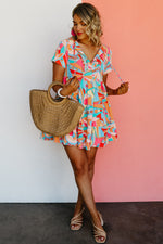 The Cadee Abstract Geo Print Tassel Tie Mini Dress - FINAL SALE