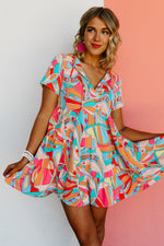 The Cadee Abstract Geo Print Tassel Tie Mini Dress - FINAL SALE