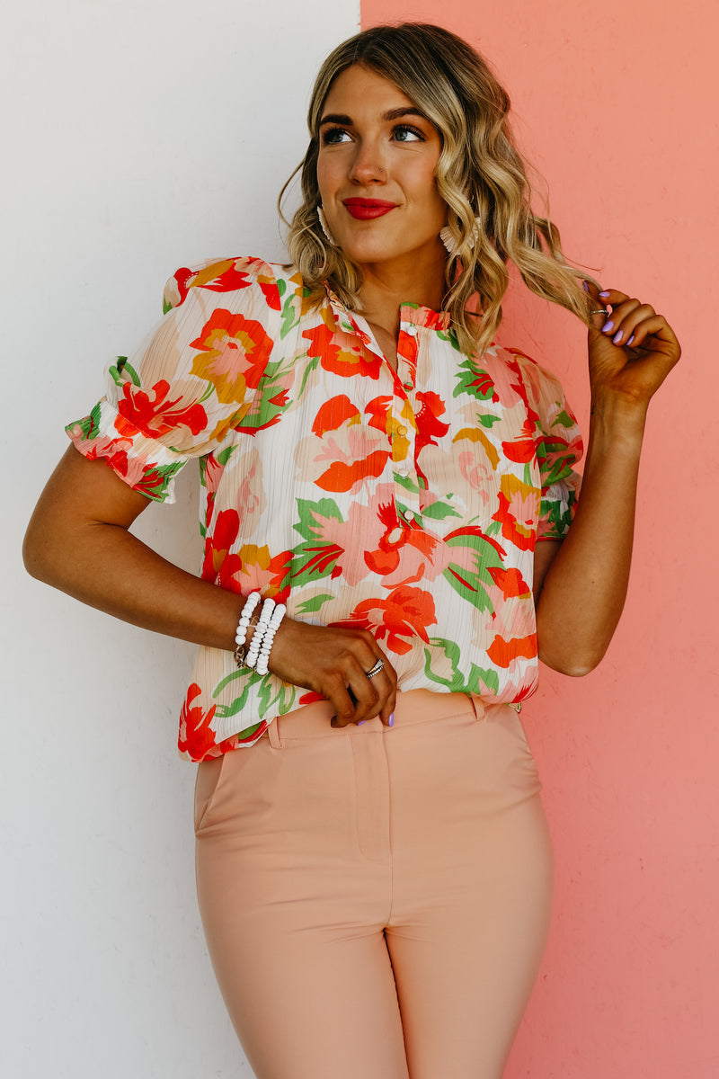 The Kailua Floral Half Button Blouse - FINAL SALE