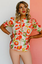 The Kailua Floral Half Button Blouse - FINAL SALE