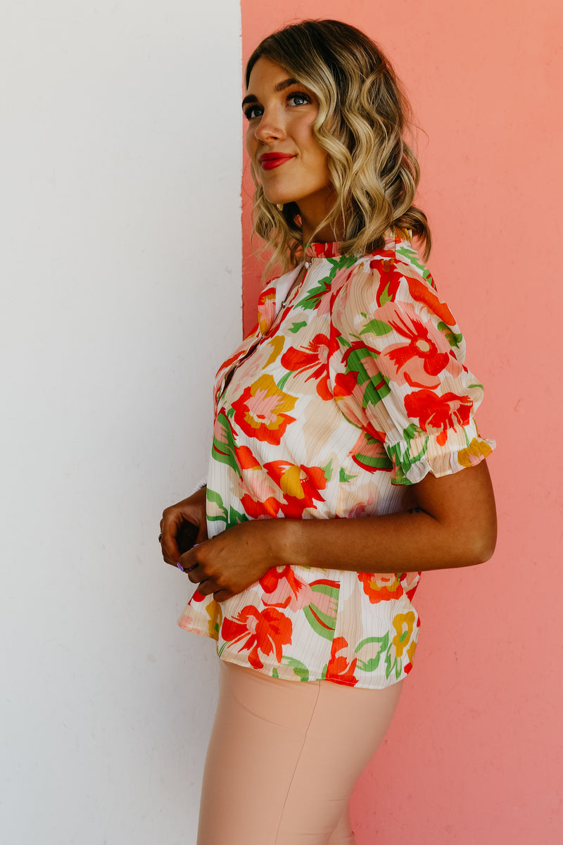 The Kailua Floral Half Button Blouse - FINAL SALE