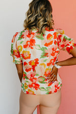The Kailua Floral Half Button Blouse - FINAL SALE