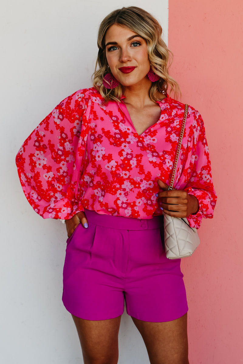 The Damon Split Neck Blouse - FINAL SALE