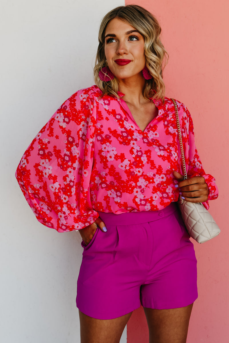 The Damon Split Neck Blouse - FINAL SALE