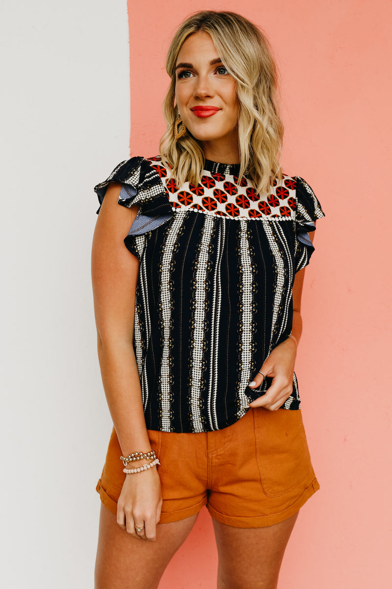 The Kaylie Mixed Print Top