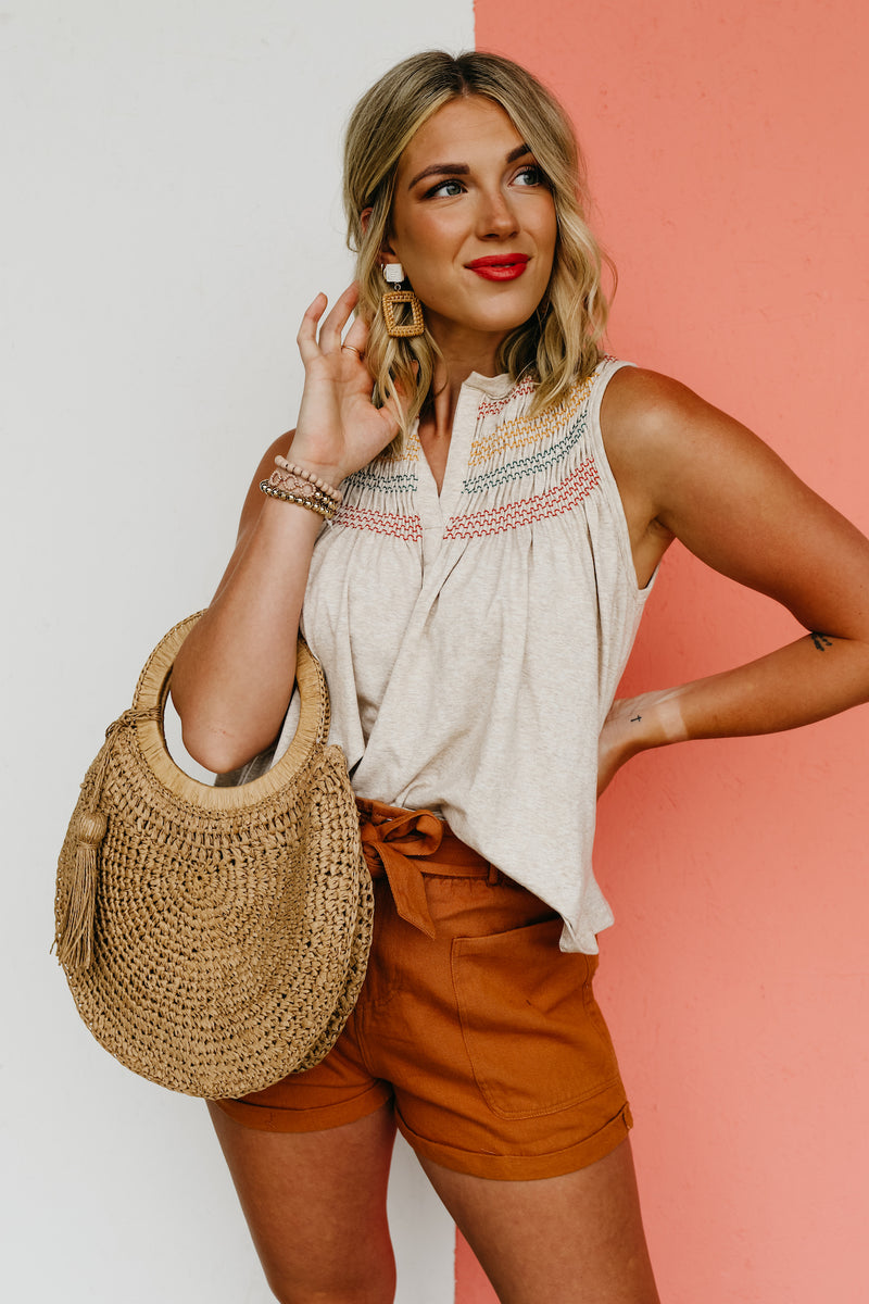 The Soren Smocked Embroidered Top