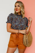 The Paityn Floral Ruffle Neck Woven Blouse