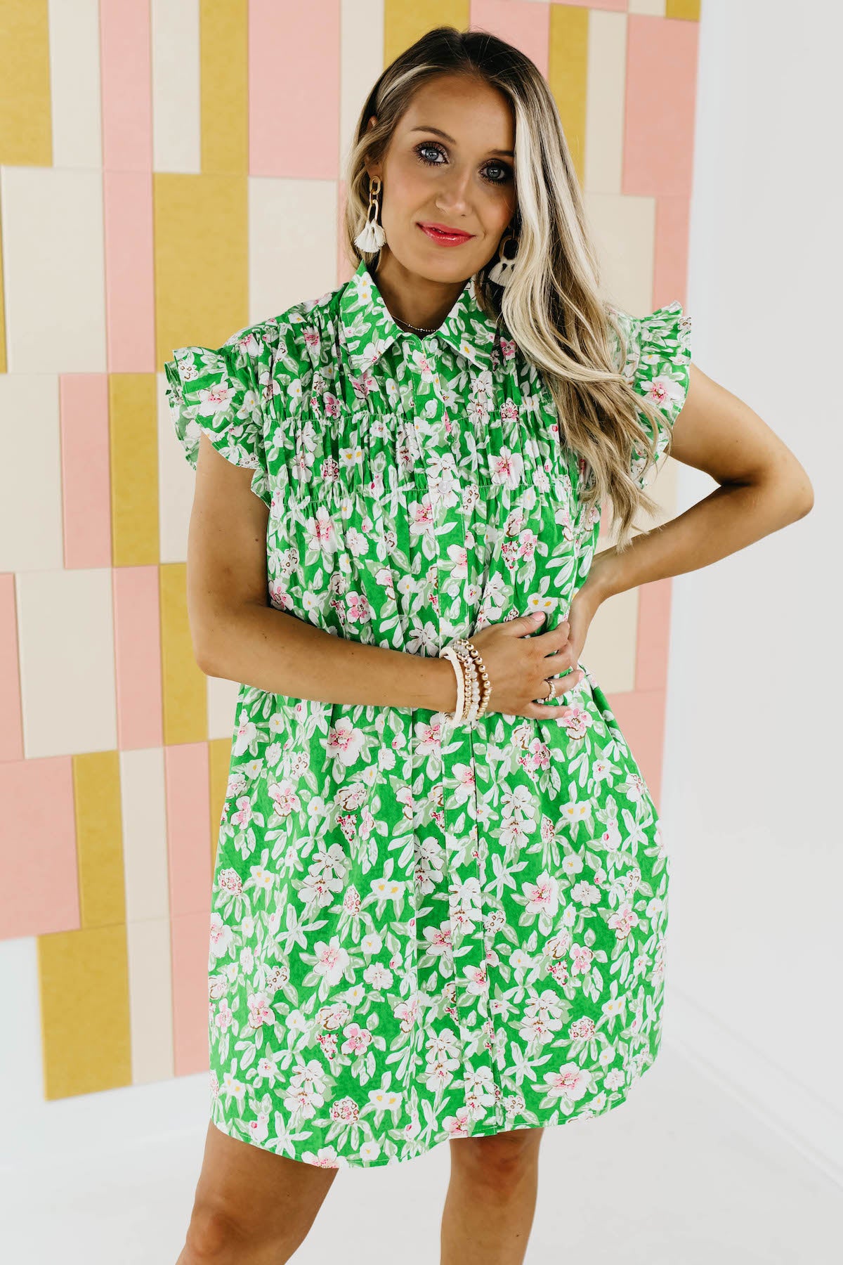 The Lainey Floral Flutter Sleeve Mini Dress - FINAL SALE