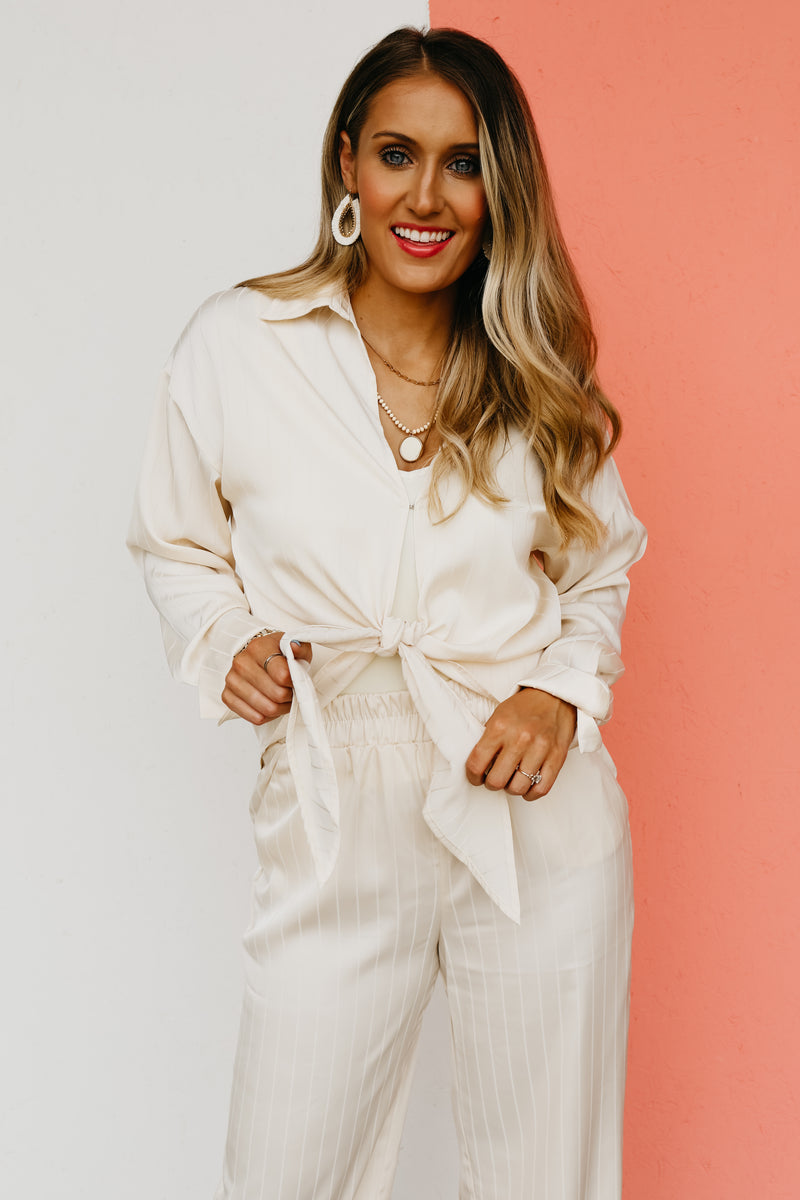 The Velma Stripe Front Tie Top