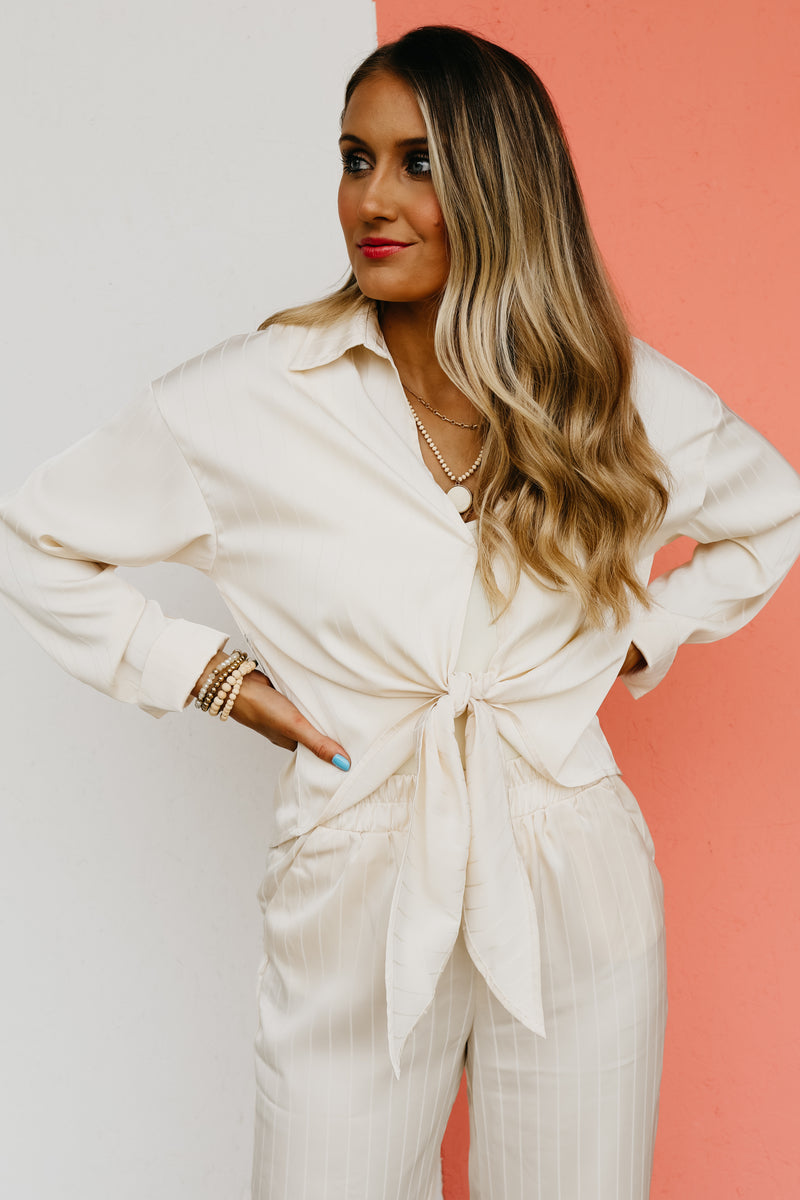 The Velma Stripe Front Tie Top