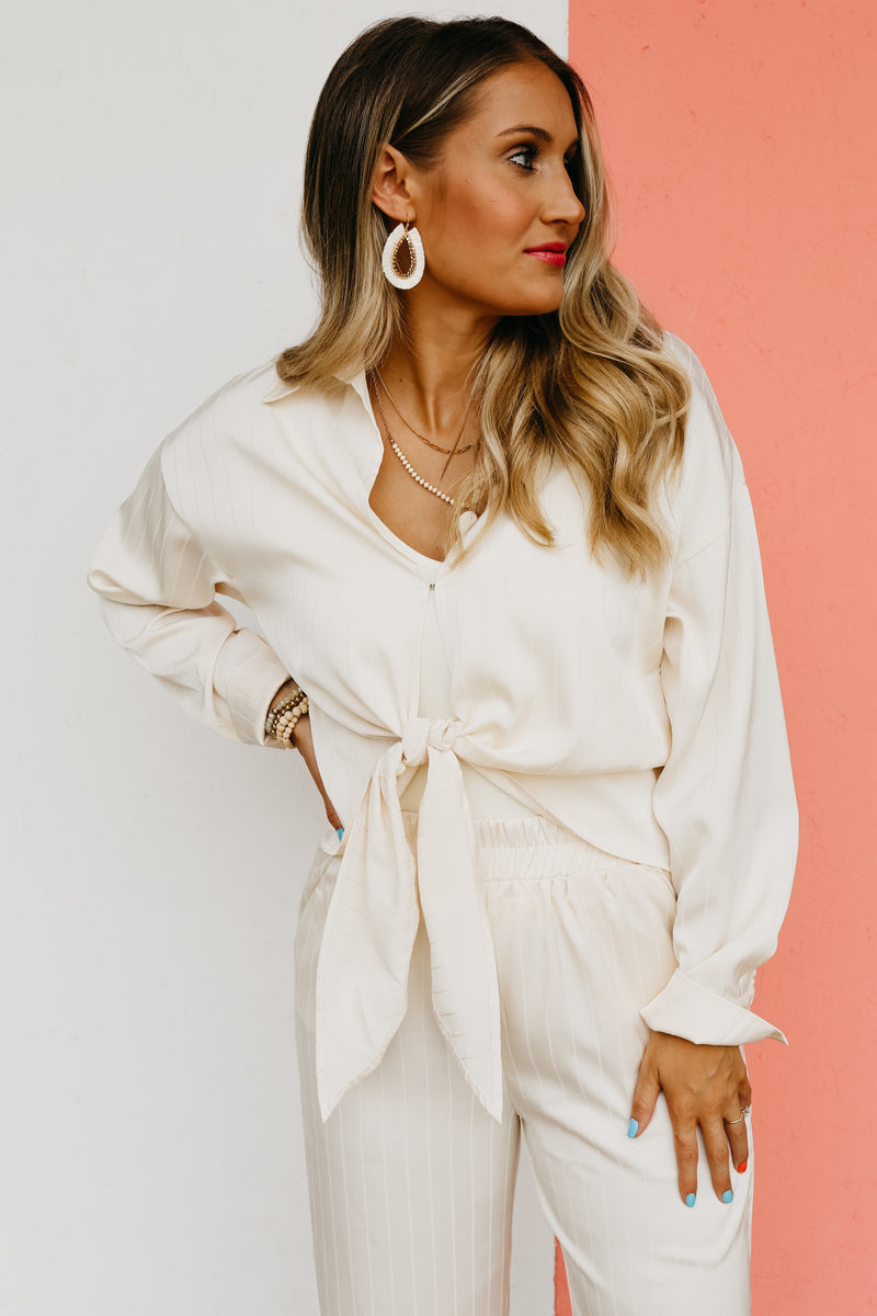 The Velma Stripe Front Tie Top