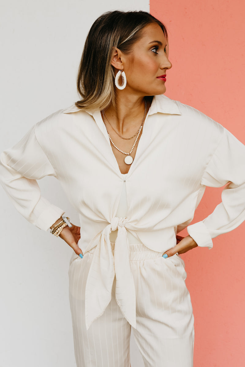 The Velma Stripe Front Tie Top