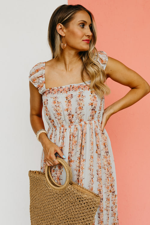 The Aleena Cap Sleeve Floral Midi Dress