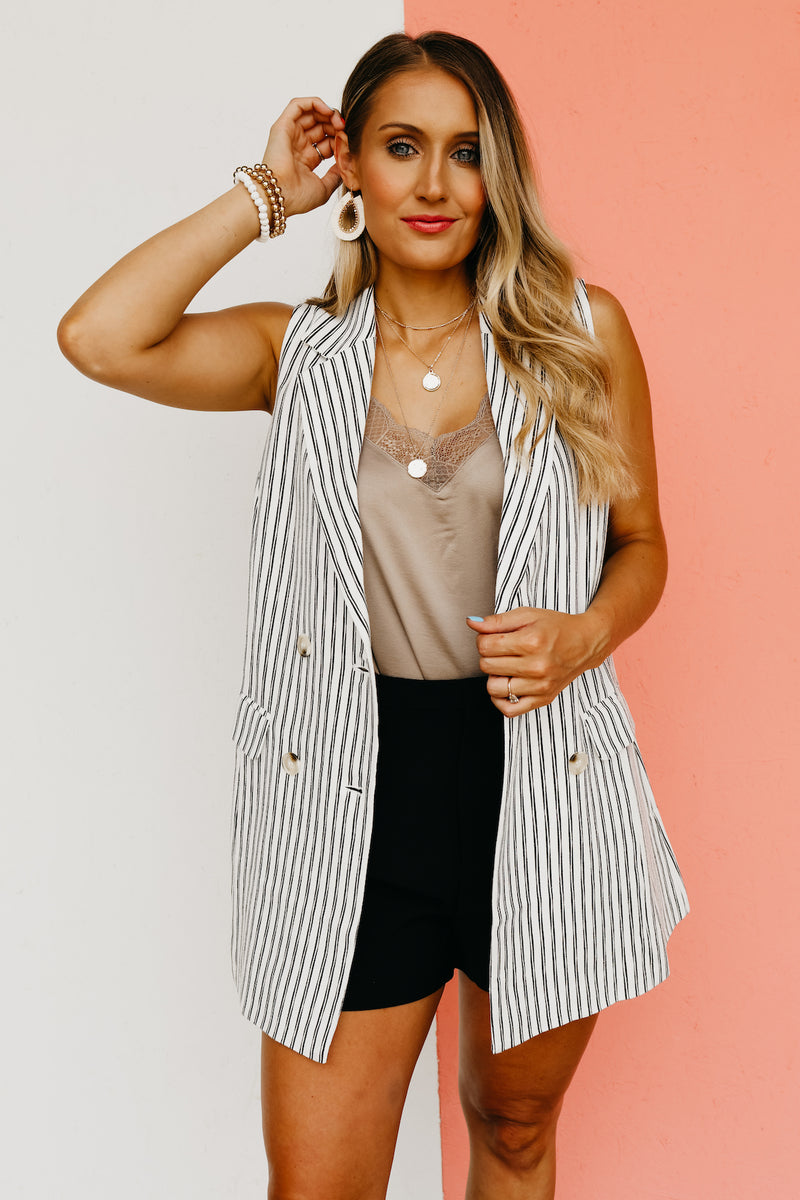 The Kehlani Sleeveless Pinstripe Vest