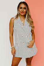 The Kehlani Sleeveless Pinstripe Vest